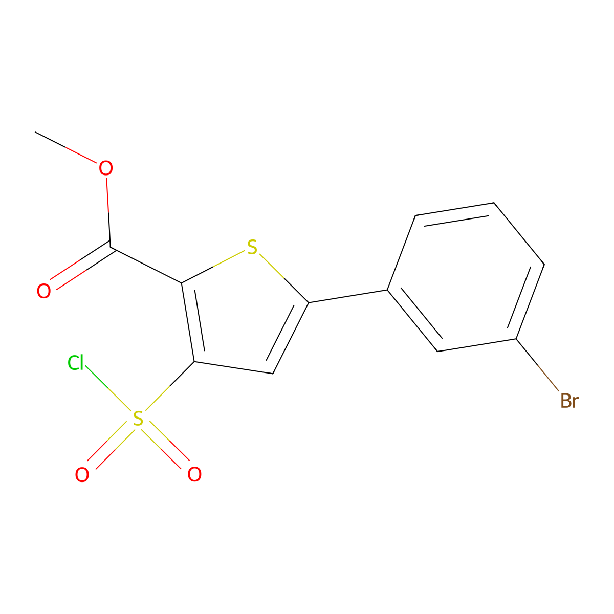 Methyl 5-(3-bromophenyl)-3-(chlorosulfonyl)thiophene-2-carboxylate molecular structure, CAS 1375474-37-5
