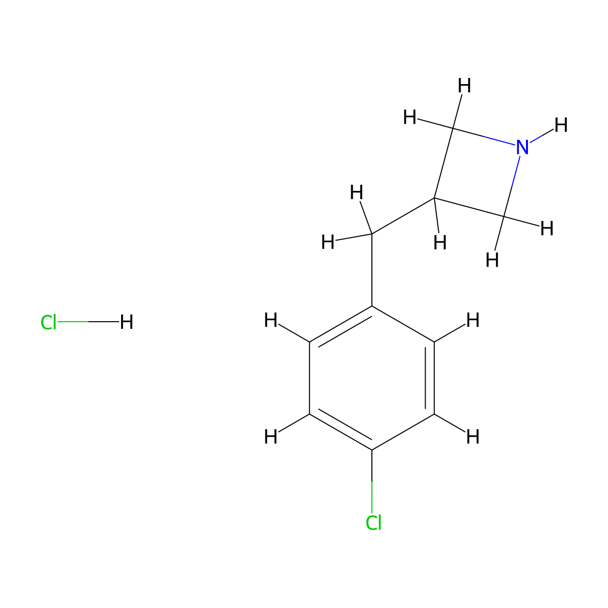 3-[(4-Chlorophenyl)methyl]azetidine hydrochloride molecular structure, CAS 1375474-38-6