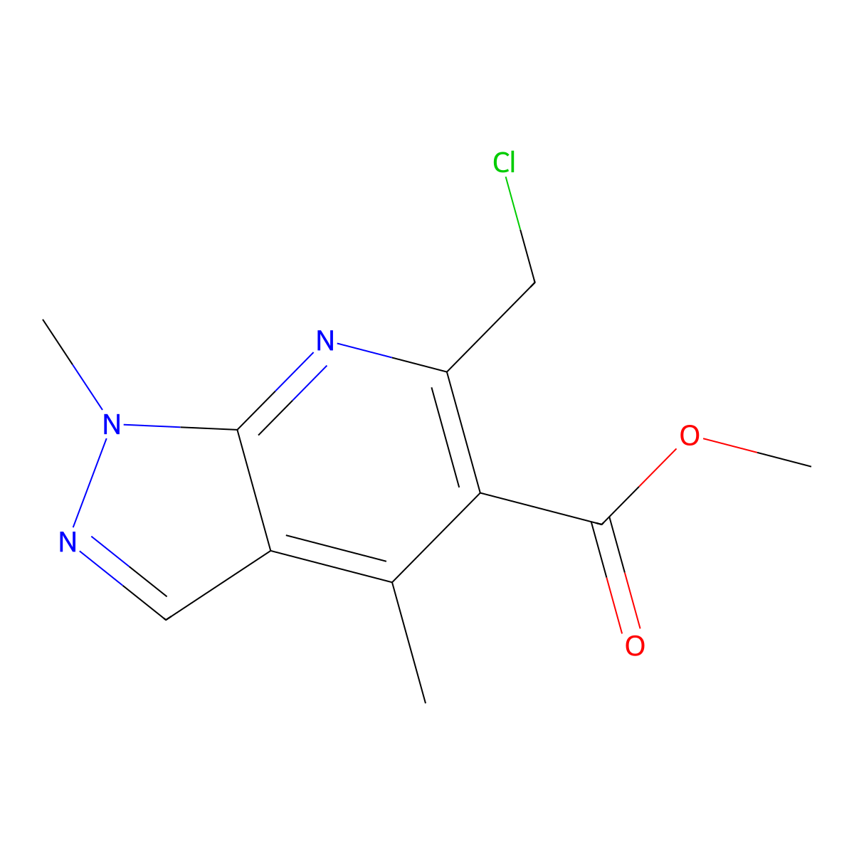methyl 6-(chloromethyl)-1,4-dimethyl-1H-pyrazolo[3,4-b]pyridine-5-carboxylate molecular structure, CAS 1375474-41-1
