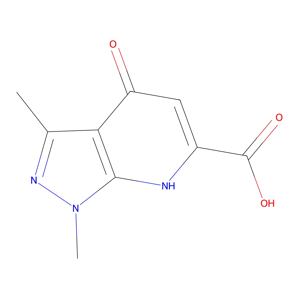 1,3-dimethyl-4-oxo-1H,4H,7H-pyrazolo(3,4-b)pyridine-6-carboxylic acid molecular structure, CAS 1375474-42-2
