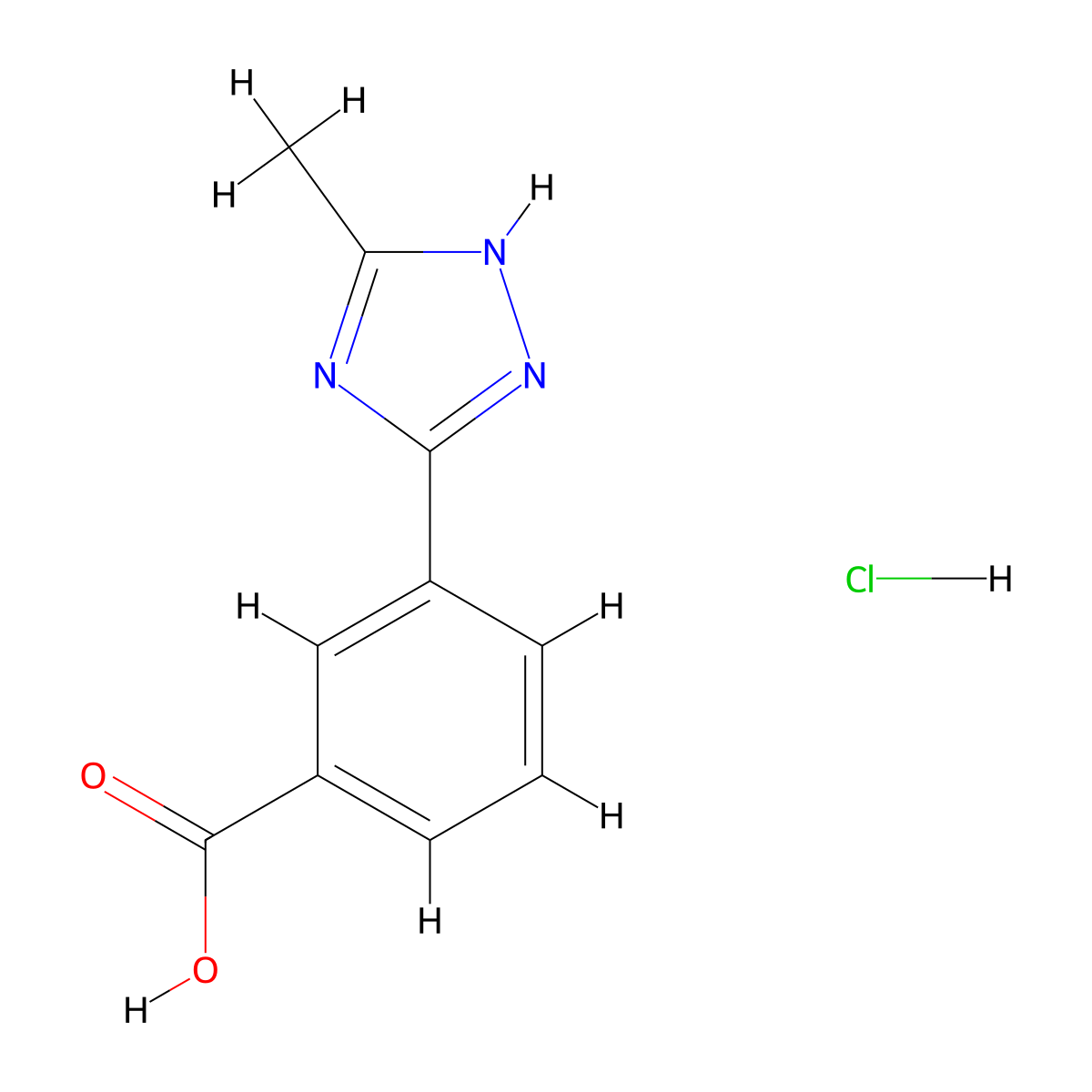 3-(5-methyl-1H-1,2,4-triazol-3-yl)benzoic acid hydrochloride molecular structure, CAS 1375474-46-6
