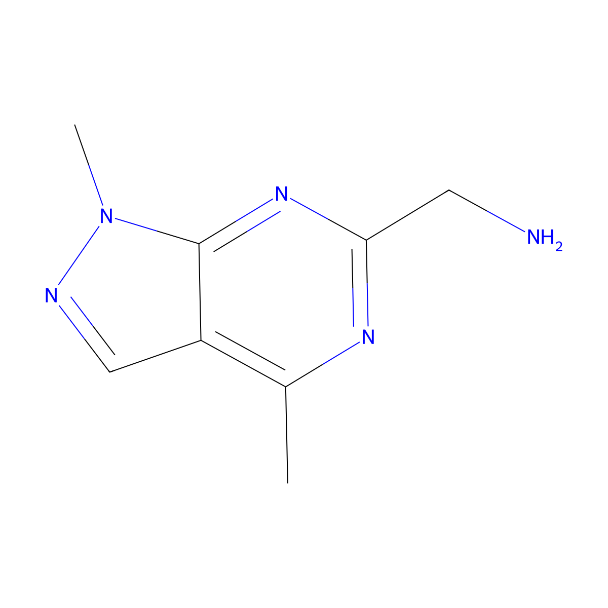 {1,4-dimethyl-1H-pyrazolo[3,4-d]pyrimidin-6-yl}methanamine molecular structure, CAS 1375474-61-5