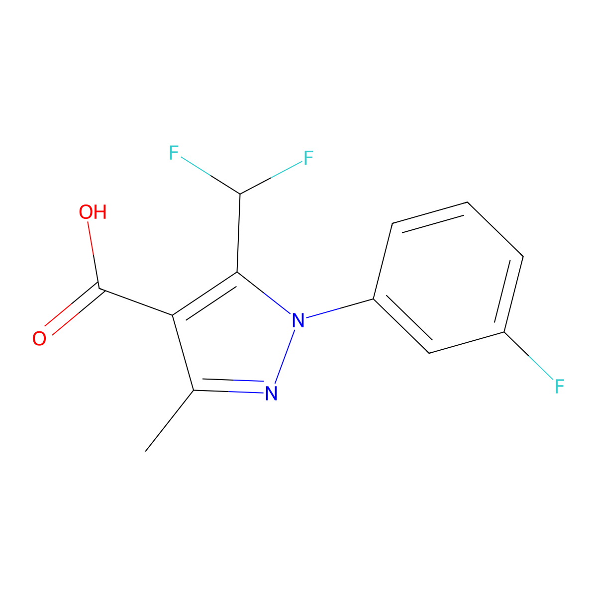 5-(difluoromethyl)-1-(3-fluorophenyl)-3-methyl-1H-pyrazole-4-carboxylic acid molecular structure, CAS 1375474-68-2