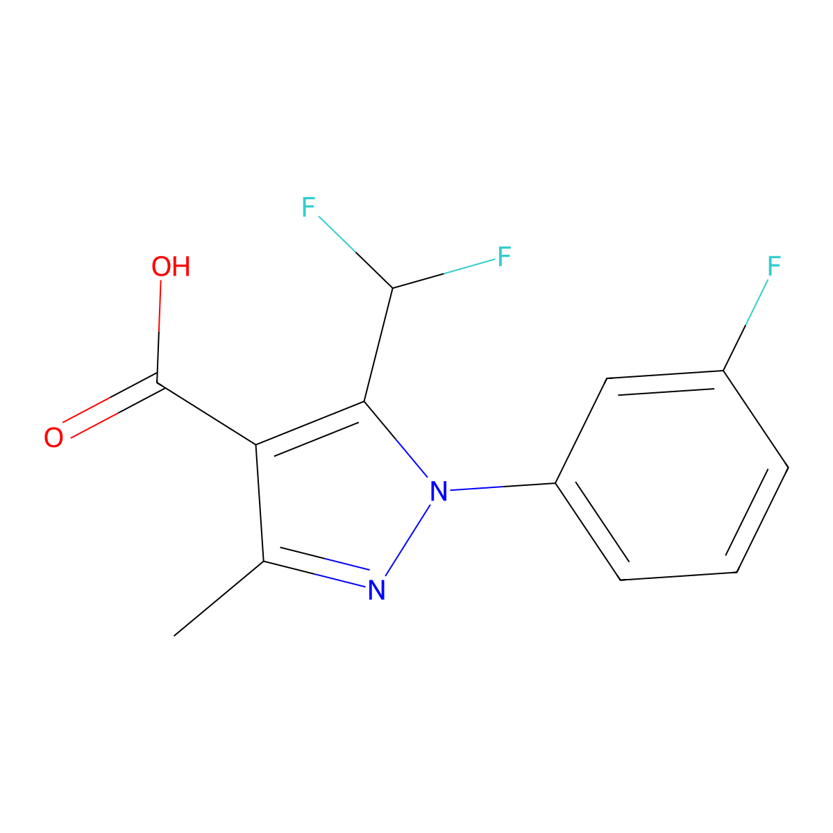 5-(difluoromethyl)-1-(3-fluorophenyl)-3-methyl-1H-pyrazole-4-carboxylic acid molecular structure, CAS 1375474-68-2
