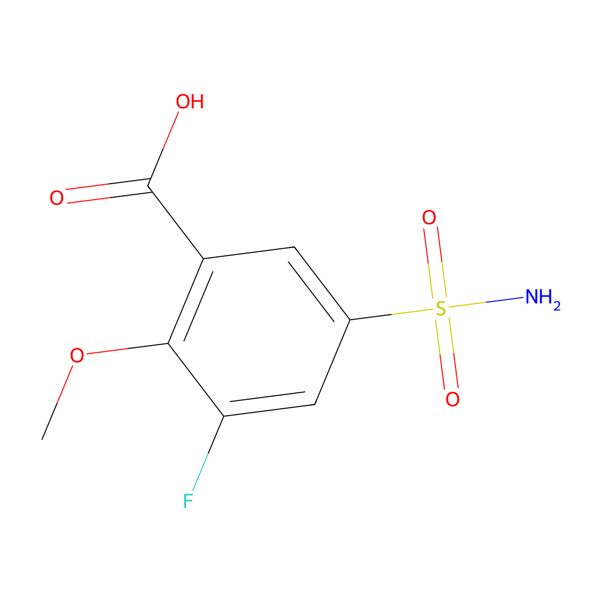 3-Fluoro-2-methoxy-5-sulfamoylbenzoic acid molecular structure, CAS 1375474-71-7