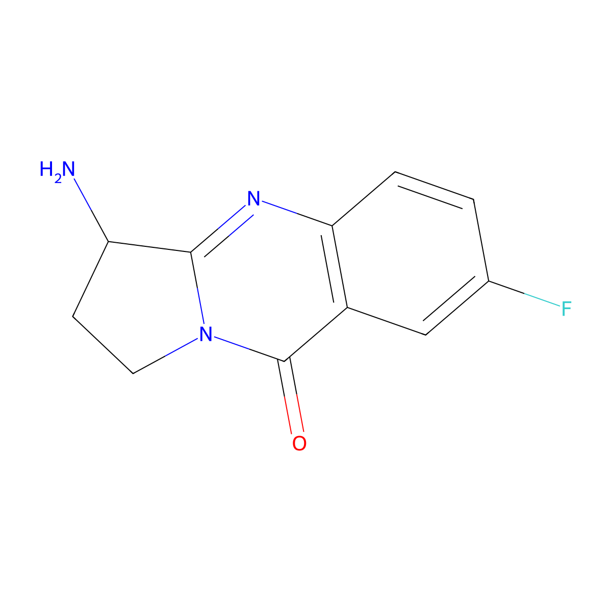 3-amino-7-fluoro-1H,2H,3H,9H-pyrrolo[2,1-b]quinazolin-9-one molecular structure, CAS 1375474-72-8