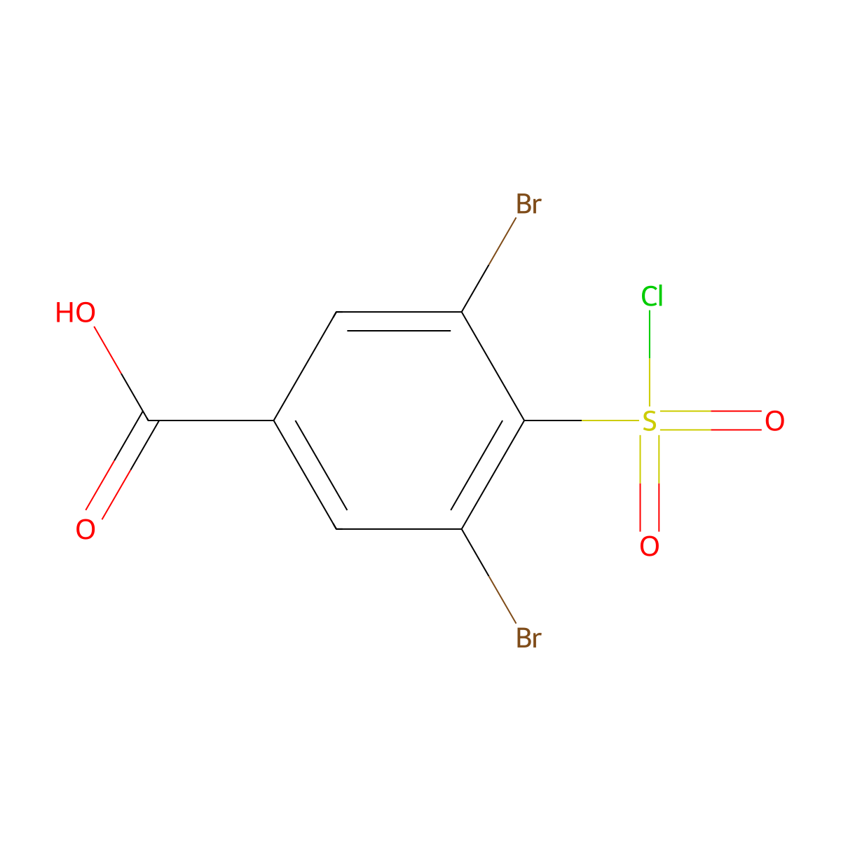3,5-Dibromo-4-(chlorosulfonyl)benzoic acid molecular structure, CAS 1375474-74-0