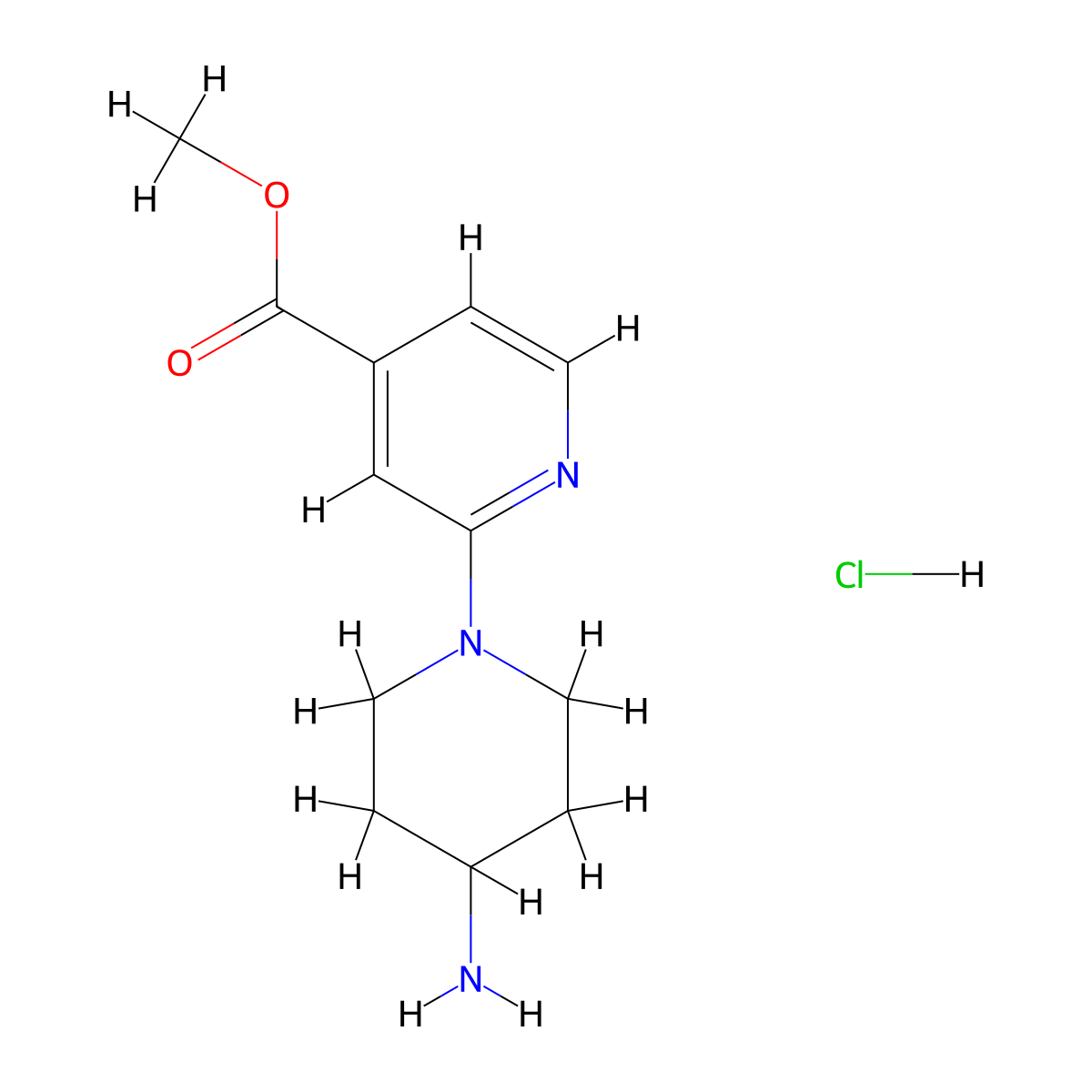 Methyl 2-(4-aminopiperidin-1-yl)pyridine-4-carboxylate hydrochloride molecular structure, CAS 1375474-75-1