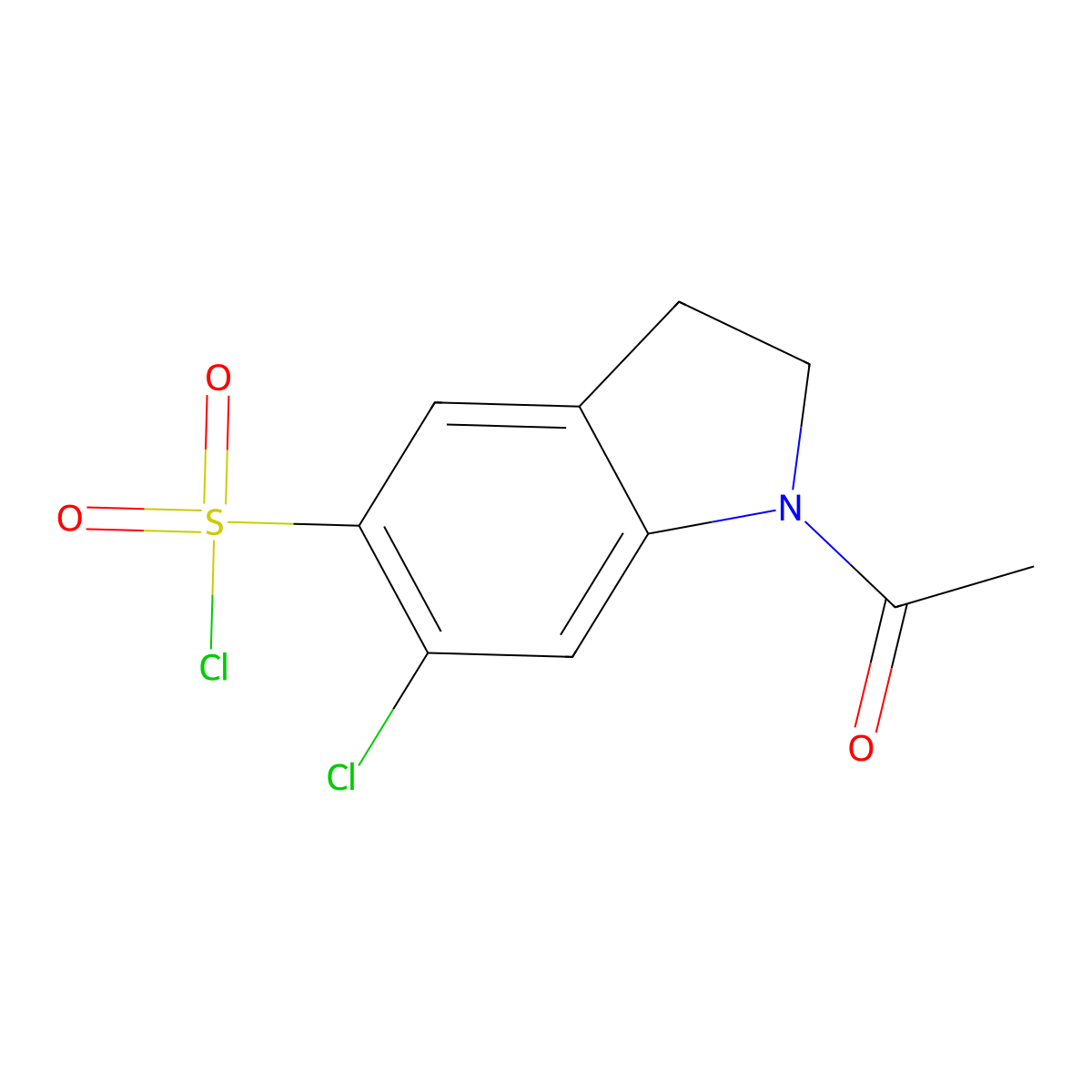 1-acetyl-6-chloro-2,3-dihydro-1H-indole-5-sulfonyl chloride molecular structure, CAS 1375474-80-8