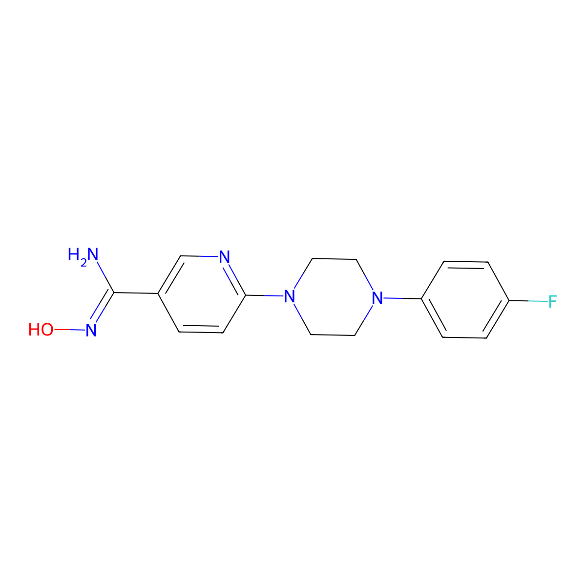 6-[4-(4-fluorophenyl)piperazin-1-yl]-N'-hydroxypyridine-3-carboximidamide molecular structure, CAS 1375476-92-8
