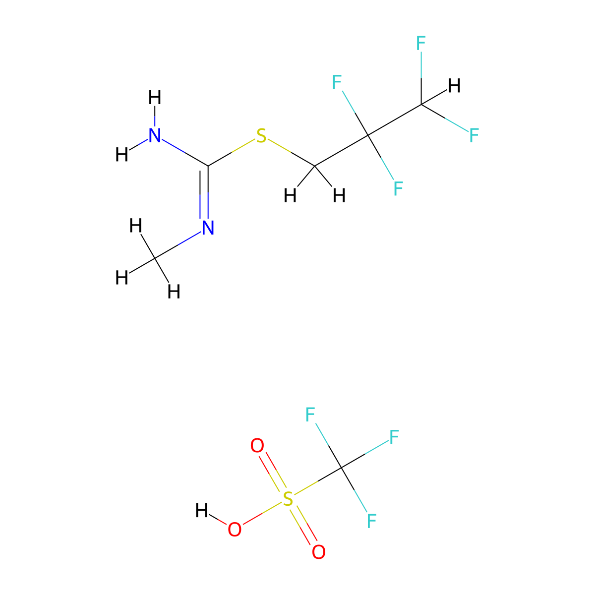 N'-methyl[(2,2,3,3-tetrafluoropropyl)sulfanyl]methanimidamide; trifluoromethanesulfonic acid molecular structure, CAS 1375476-95-1