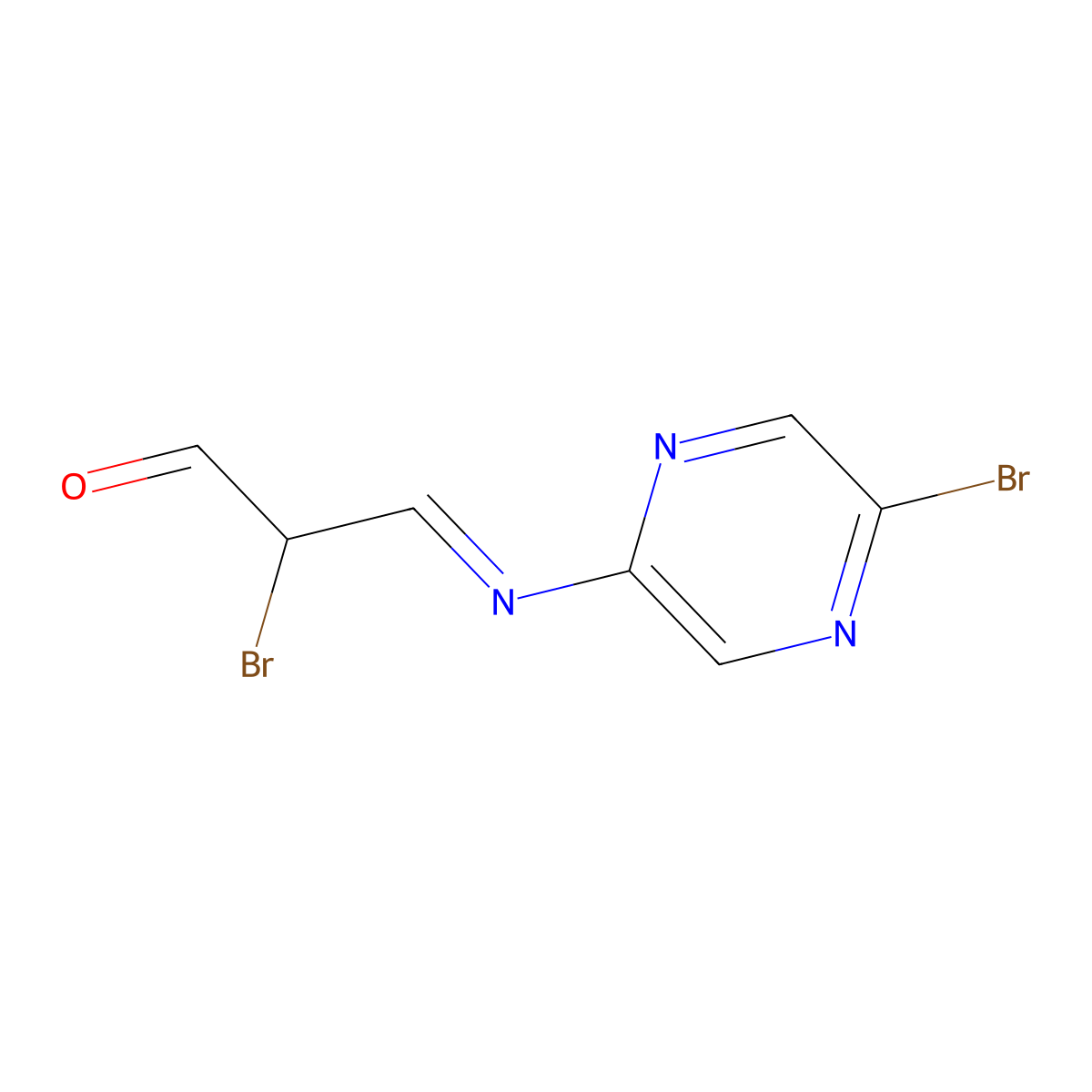 2-Bromo-3-[(5-bromopyrazin-2-yl)imino]propanal molecular structure, CAS 1375476-97-3