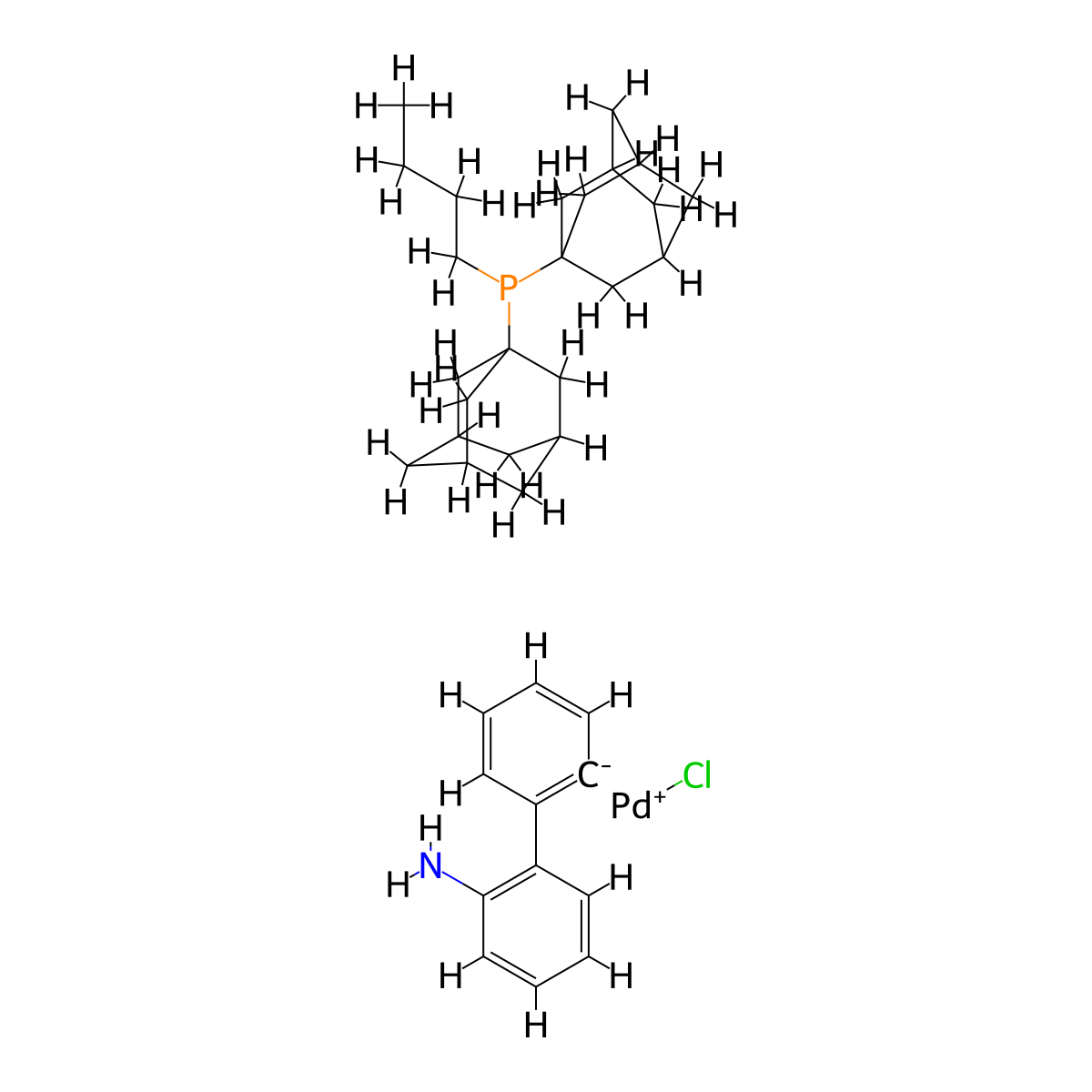 Chloro[(di(1-adamantyl)-N-butylphosphine)-2-(2-aminobiphenyl)]palladium(II) molecular structure, CAS 1375477-29-4