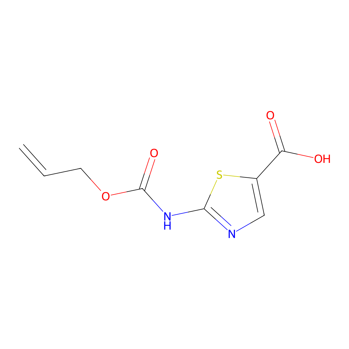 2-{[(Prop-2-en-1-yloxy)carbonyl]amino}-1,3-thiazole-5-carboxylic acid molecular structure, CAS 1375483-69-4