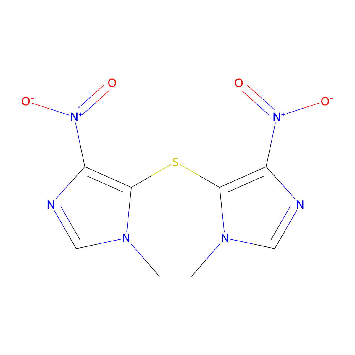 1h-Imidazole, 5,5'-thiobis[1-methyl-4-nitro- molecular structure, CAS 13755-68-5