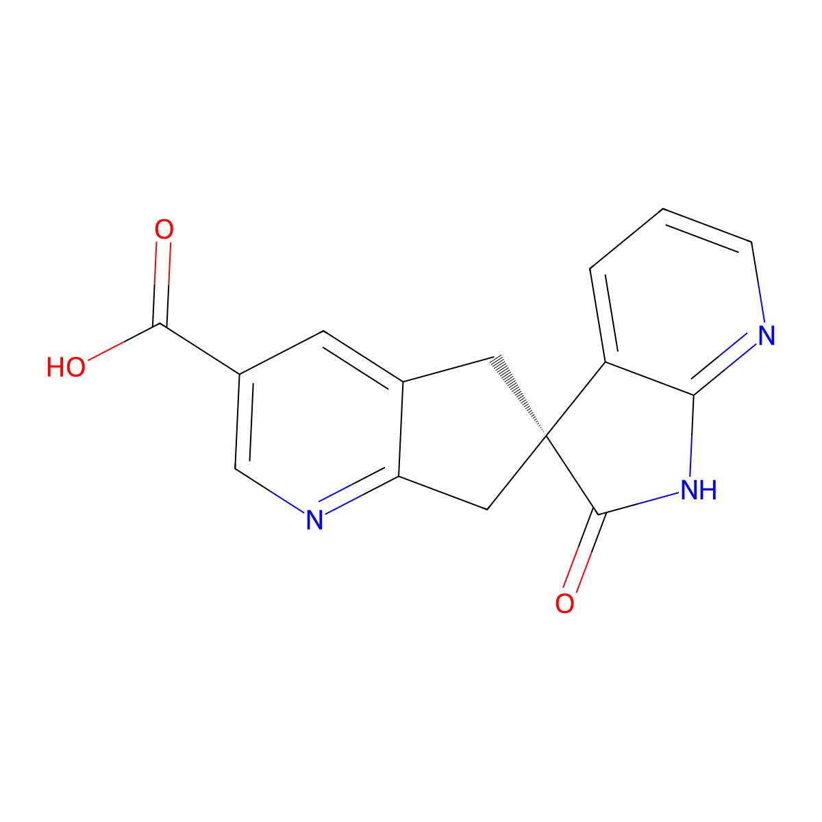 (S)-2'-oxo-1',2',5,7-tetrahydrospiro(cyclopenta(b)pyridine-6,3'-pyrrolo(2,3-b)-bipyridine)-3-carboxylic acid molecular structure, CAS 1375541-21-1