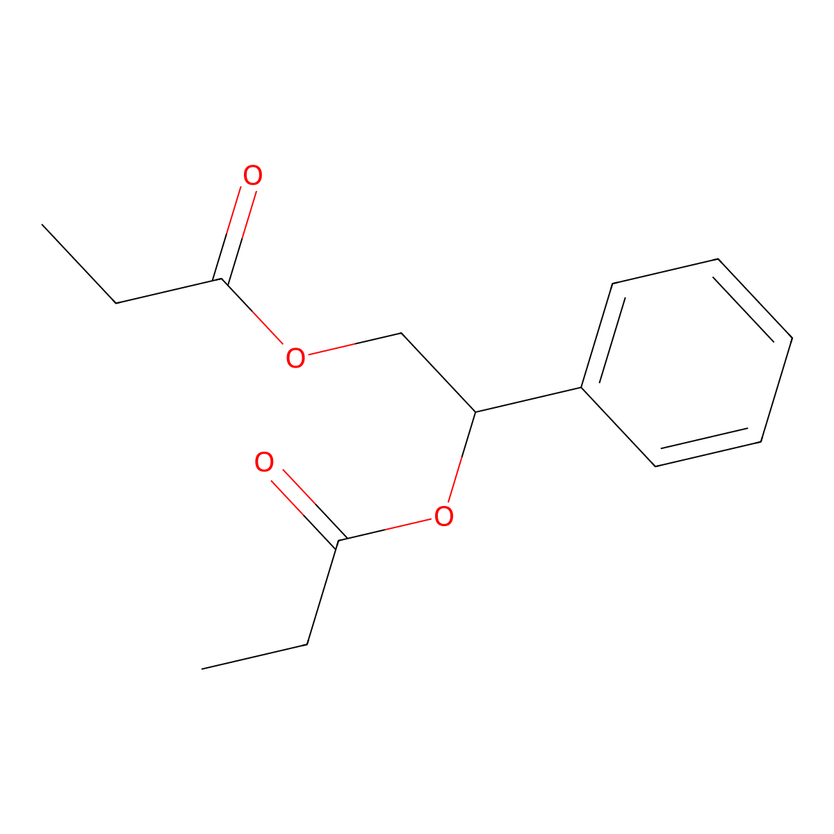 (2-Phenyl-2-propanoyloxyethyl) propanoate molecular structure, CAS 13756-18-8