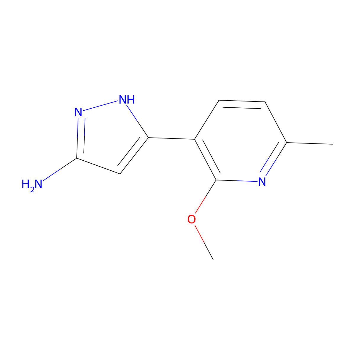 5-(2-Methoxy-6-methyl-pyridin-3-yl)-2H-pyrazol-3-ylamine molecular structure, CAS 1375637-48-1