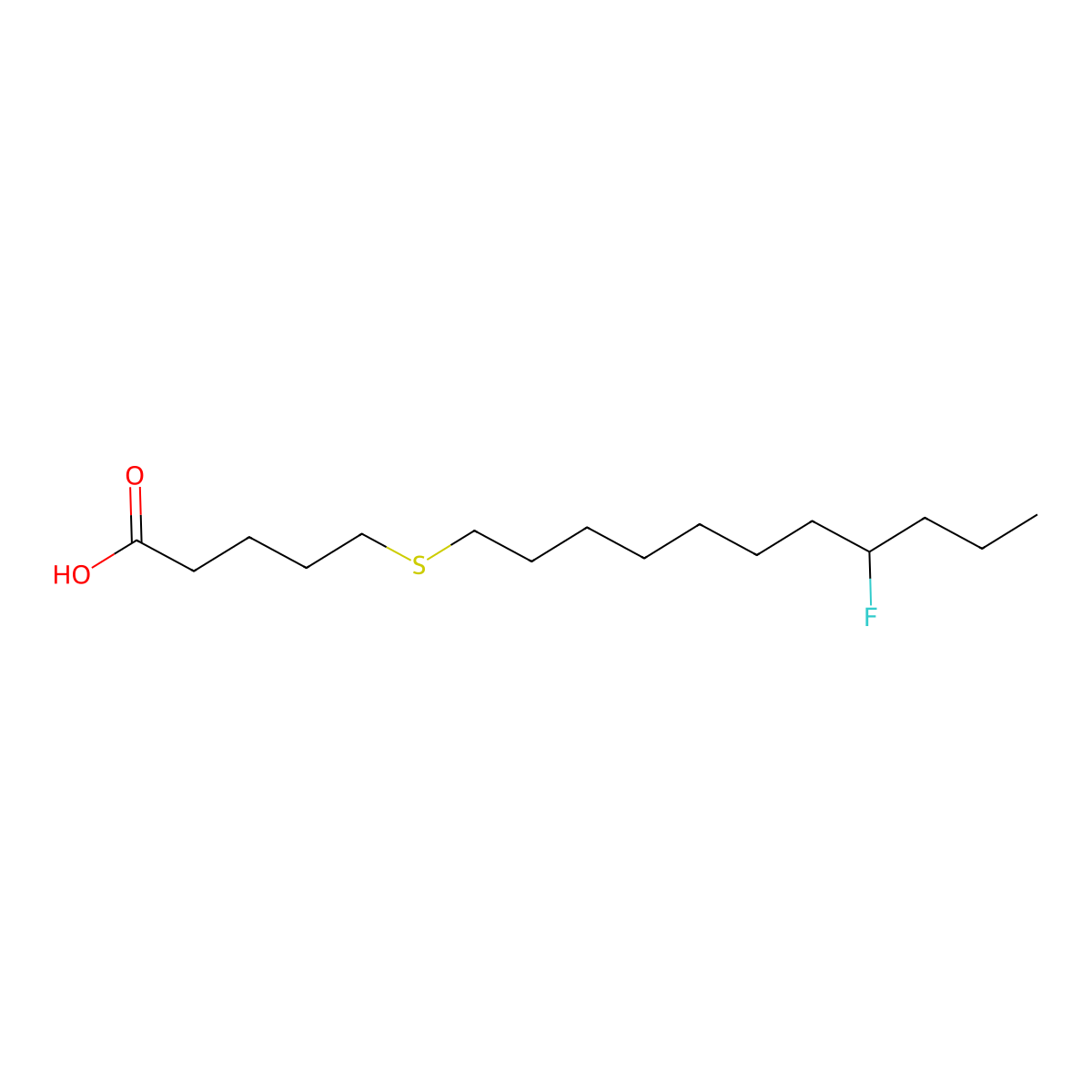 14-Fluoro-6-thiaheptadecanoic acid molecular structure, CAS 137564-72-8