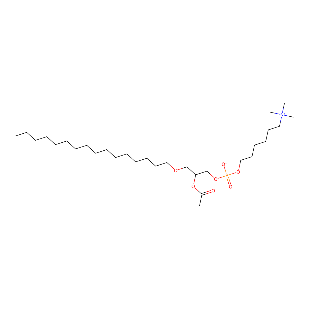1-O-Hexadecyl-2-acetyl-sn-glycero-3-phosphono(N,N,N-trimethyl)hexanolamine molecular structure, CAS 137566-83-7