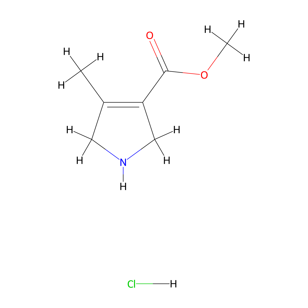 methyl 4-methyl-2,5-dihydro-1H-pyrrole-3-carboxylate hydrochloride molecular structure, CAS 137569-72-3