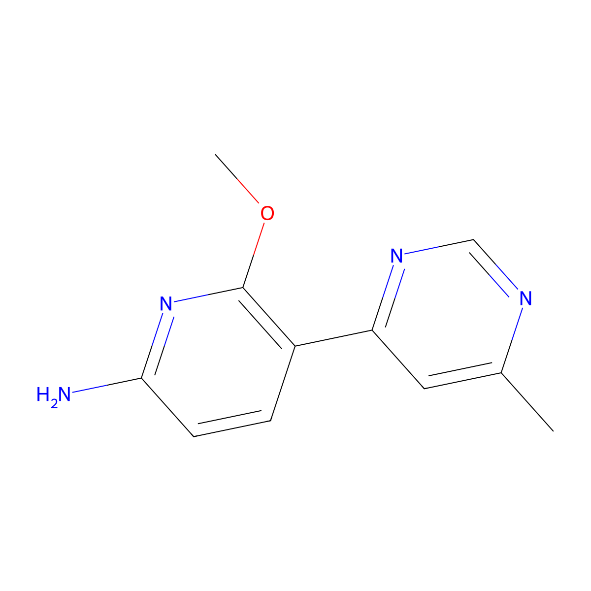6-Methoxy-5-(6-methyl-pyrimidin-4-yl)-pyridin-2-ylamine molecular structure, CAS 1375708-07-8