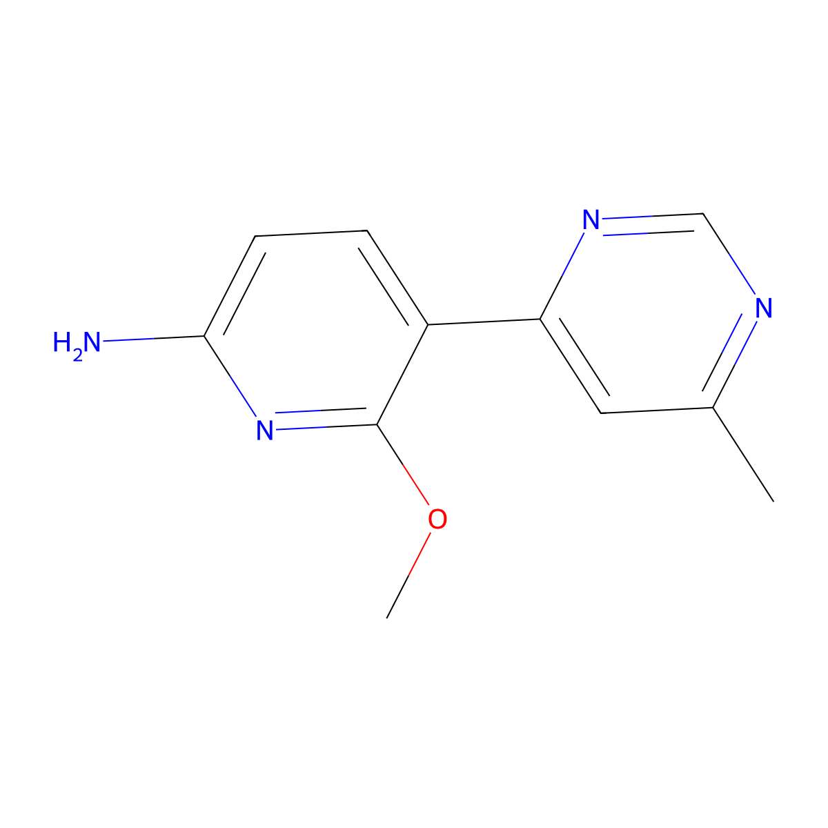 6-Methoxy-5-(6-methyl-pyrimidin-4-yl)-pyridin-2-ylamine molecular structure, CAS 1375708-07-8