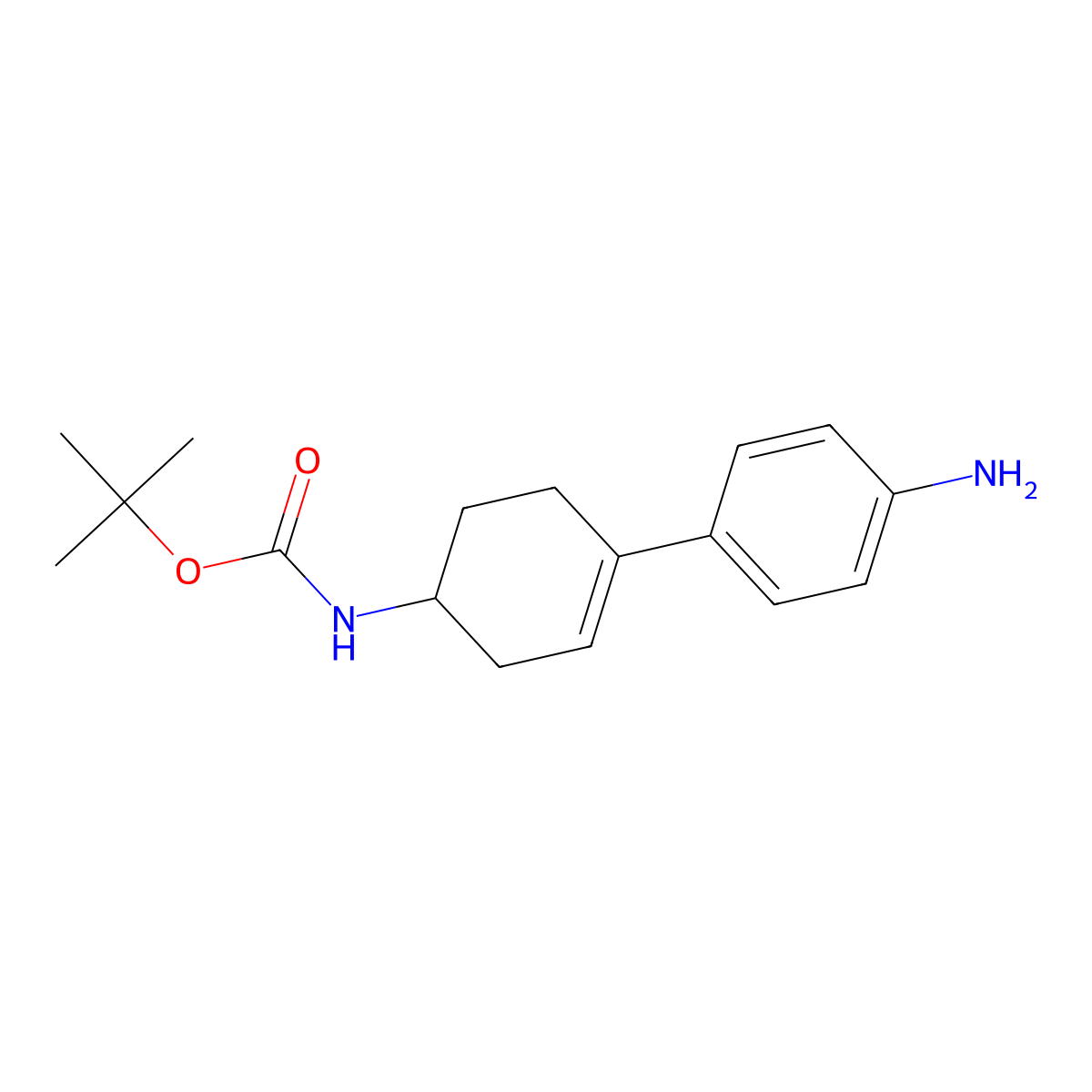 Tert-butyl 4-(4-aminophenyl)cyclohex-3-enylcarbamate molecular structure, CAS 1375746-55-6