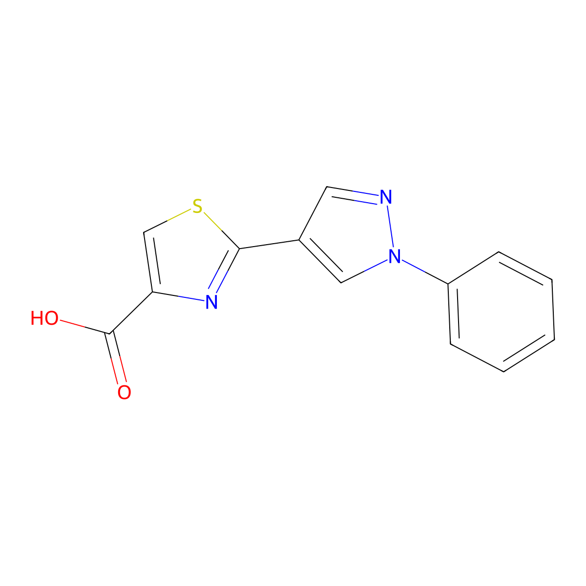 2-(1-phenyl-1H-pyrazol-4-yl)-1,3-thiazole-4-carboxylic acid molecular structure, CAS 137576-90-0