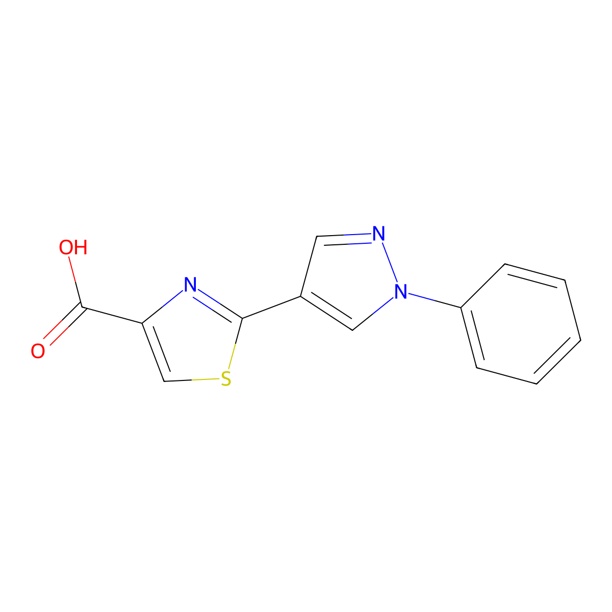 2-(1-phenyl-1H-pyrazol-4-yl)-1,3-thiazole-4-carboxylic acid molecular structure, CAS 137576-90-0