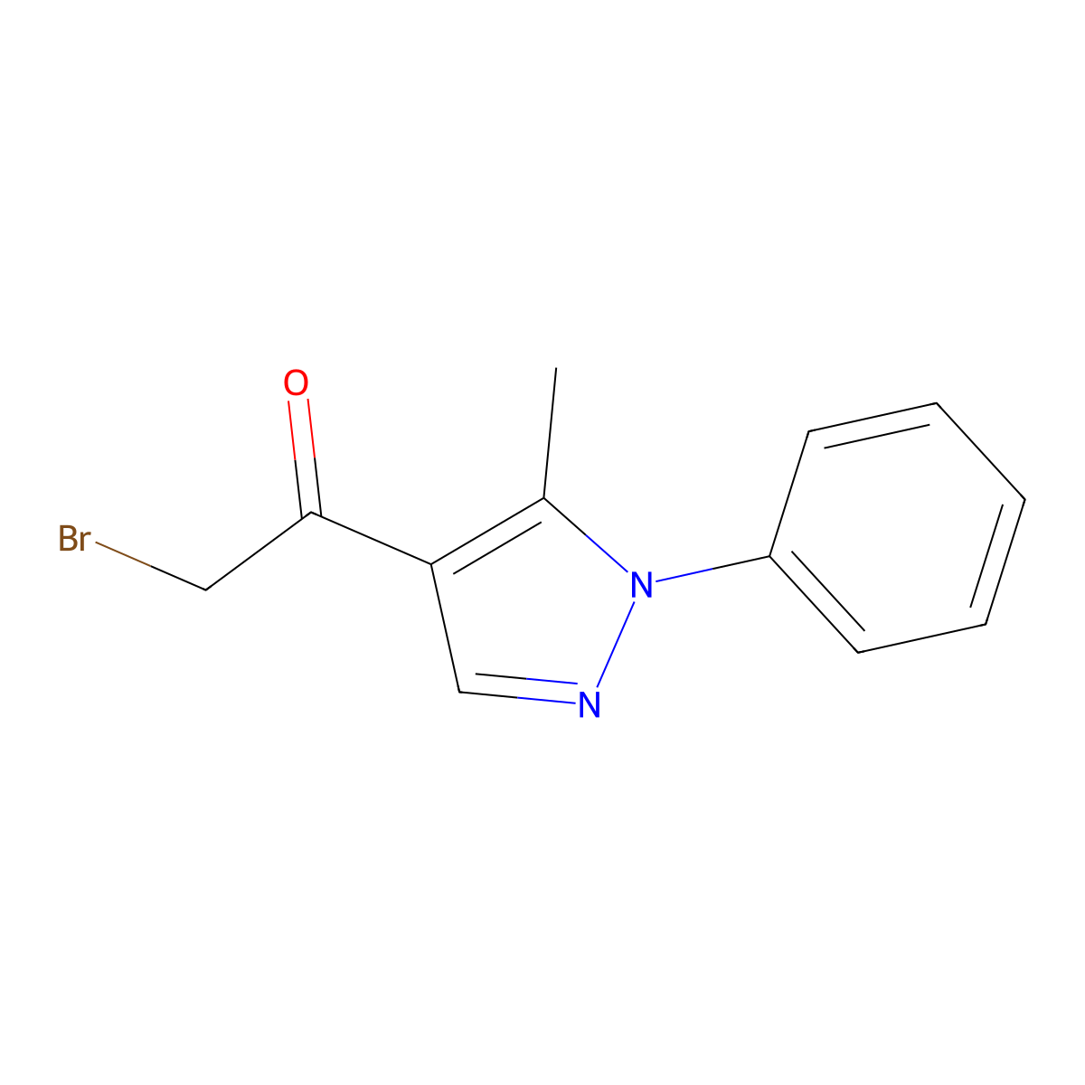 2-Bromo-1-(5-methyl-1-phenyl-1H-pyrazol-4-yl)ethan-1-one molecular structure, CAS 137577-00-5