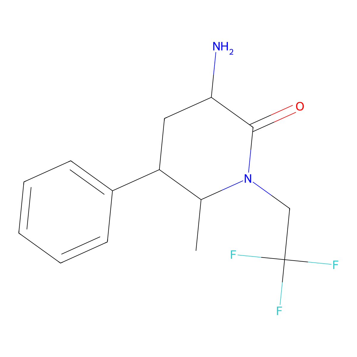 (3S,5S,6R)-3-Amino-6-methyl-5-phenyl-1-(2,2,2-trifluoroethyl)piperidin-2-one molecular structure, CAS 1375794-69-6