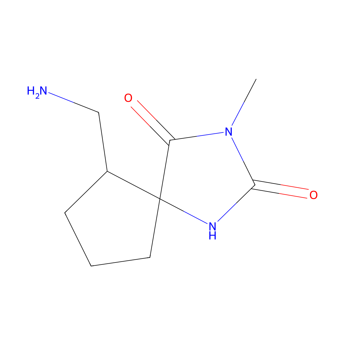 6-(Aminomethyl)-3-methyl-1,3-diazaspiro[4.4]nonane-2,4-dione molecular structure, CAS 1375794-80-1