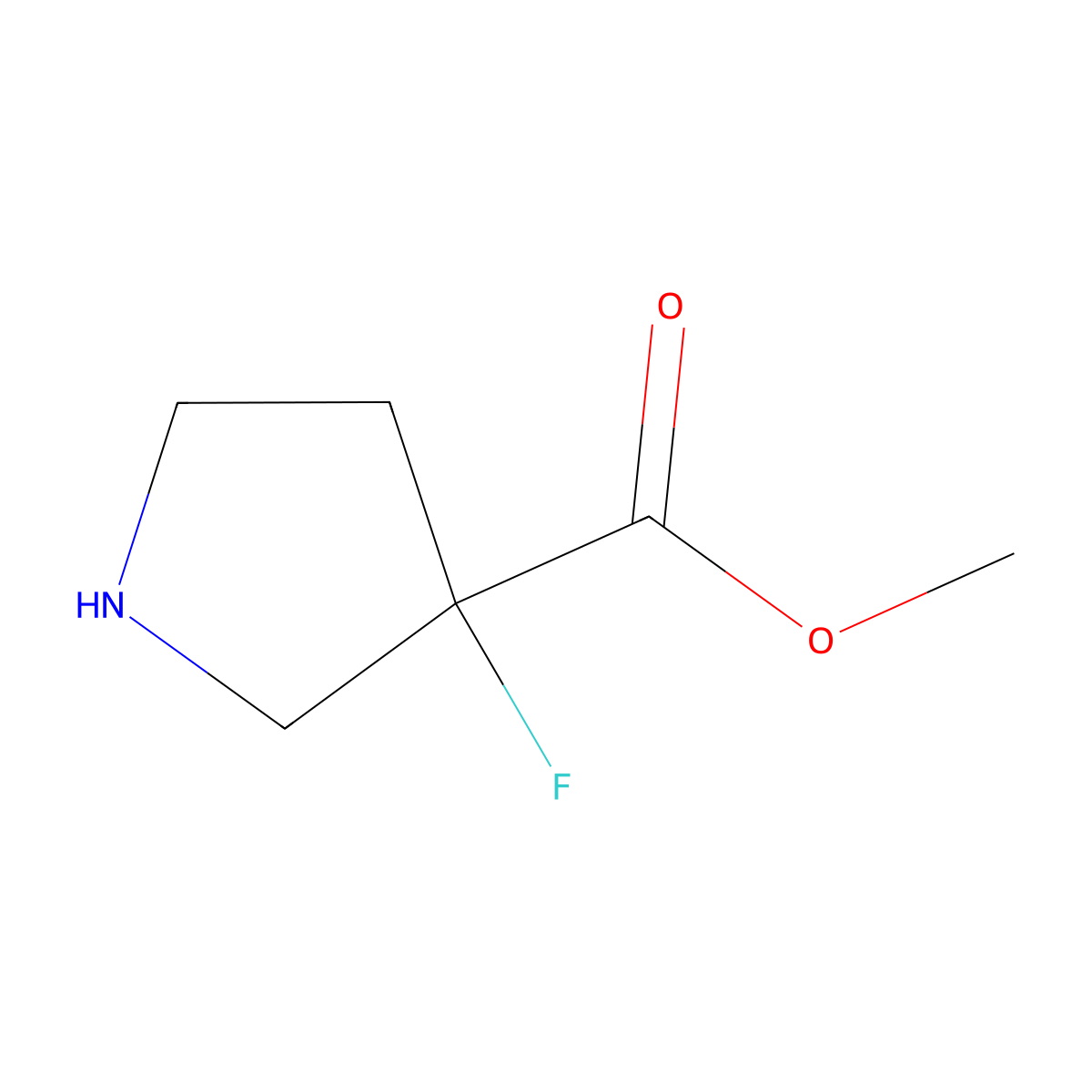 Methyl 3-fluoropyrrolidine-3-carboxylate molecular structure, CAS 1375794-82-3