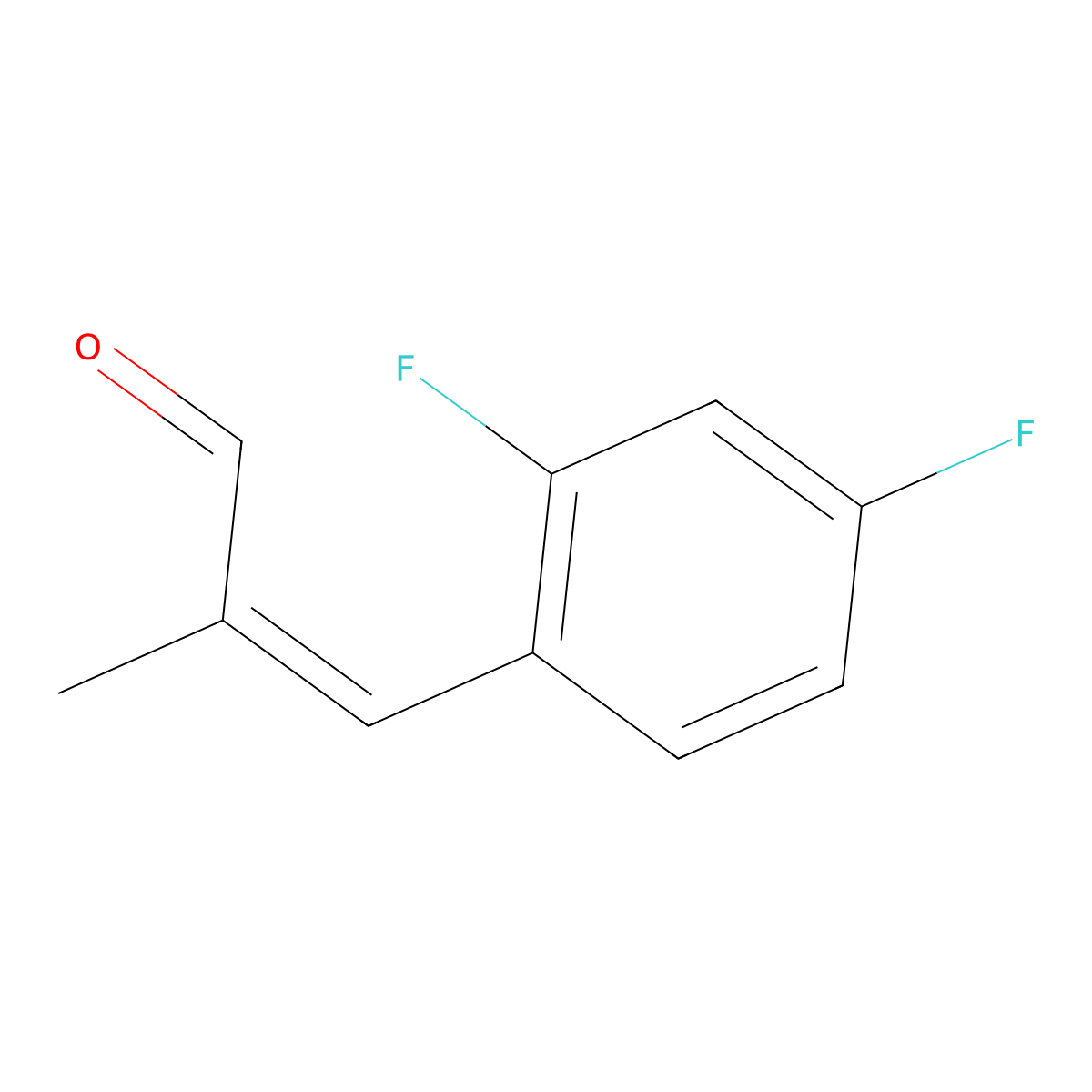 (E)-3-(2,4-difluorophenyl)-2-methylacrylaldehyde molecular structure, CAS 1375800-39-7