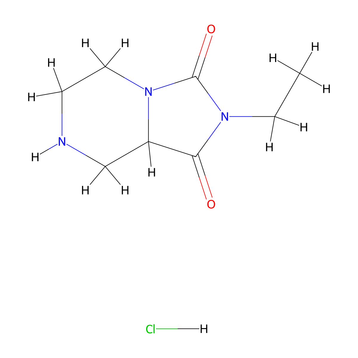 2-Ethyl-octahydroimidazolidino[1,5-a]piperazine-1,3-dione hydrochloride molecular structure, CAS 1375897-49-6