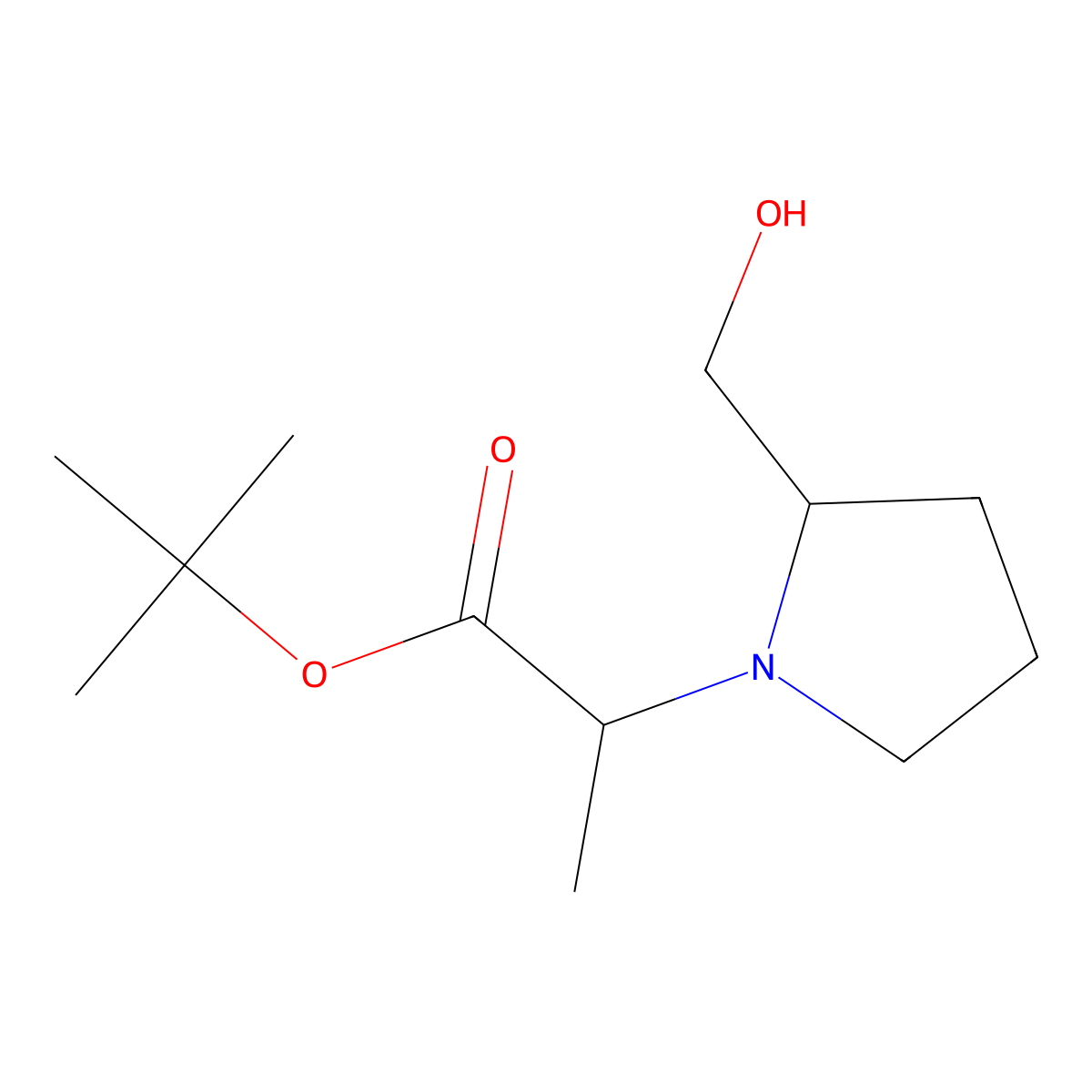 Tert-butyl 2-[2-(hydroxymethyl)pyrrolidin-1-yl]propanoate molecular structure, CAS 1375909-84-4