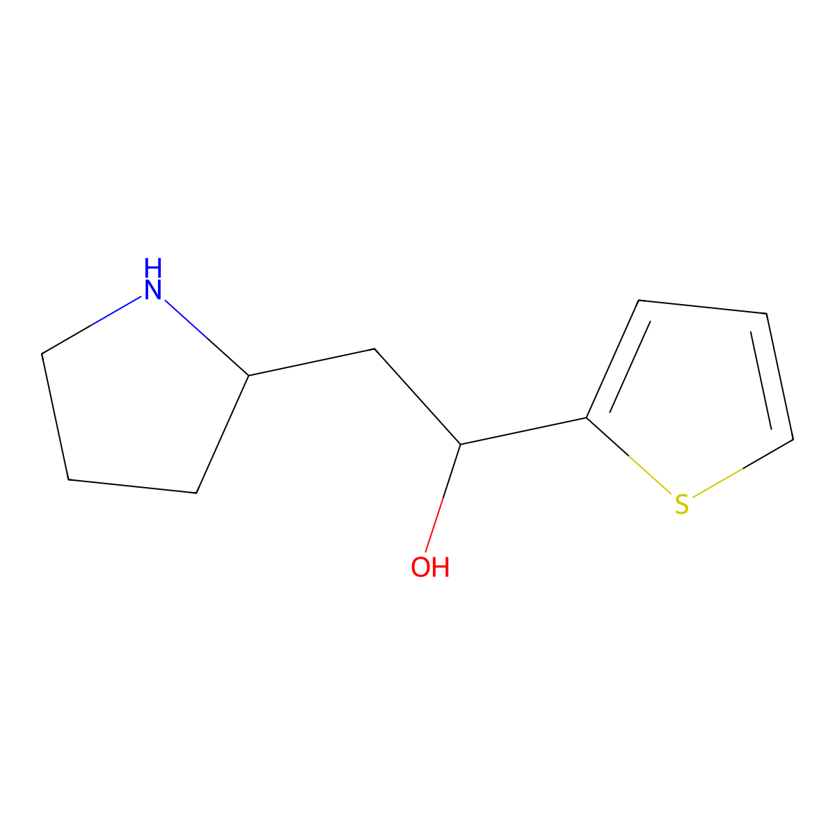 2-(Pyrrolidin-2-yl)-1-(thiophen-2-yl)ethan-1-ol molecular structure, CAS 1375911-54-8