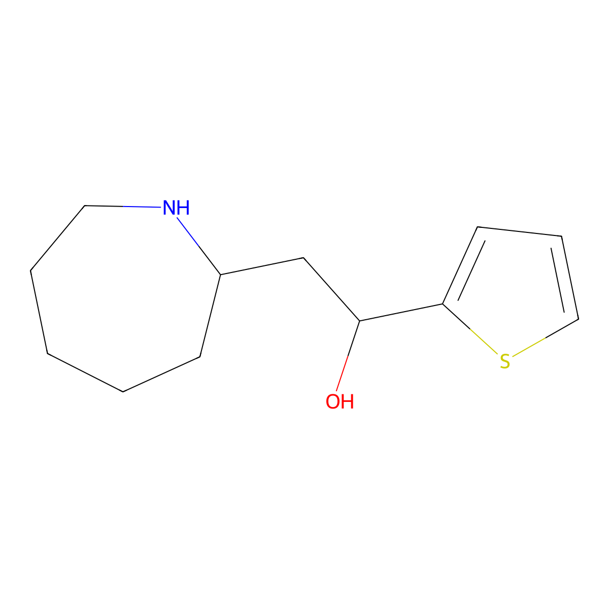 2-(Azepan-2-yl)-1-(thiophen-2-yl)ethan-1-ol molecular structure, CAS 1375951-60-2