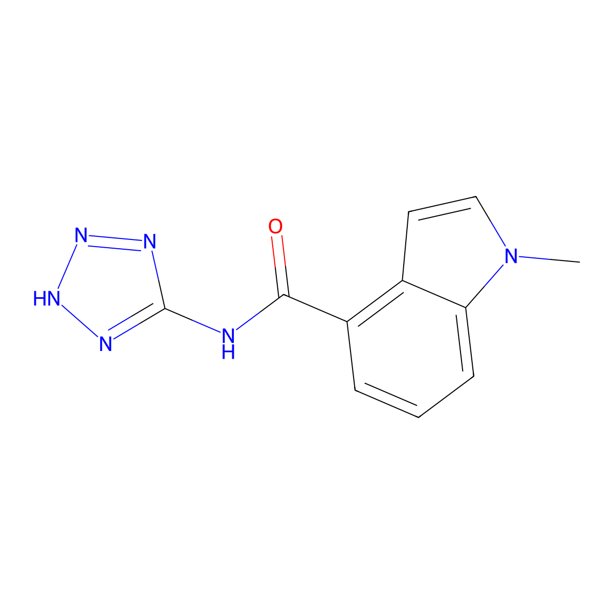 1-methyl-N-(1H-1,2,3,4-tetrazol-5-yl)-1H-indole-4-carboxamide molecular structure, CAS 1375953-77-7