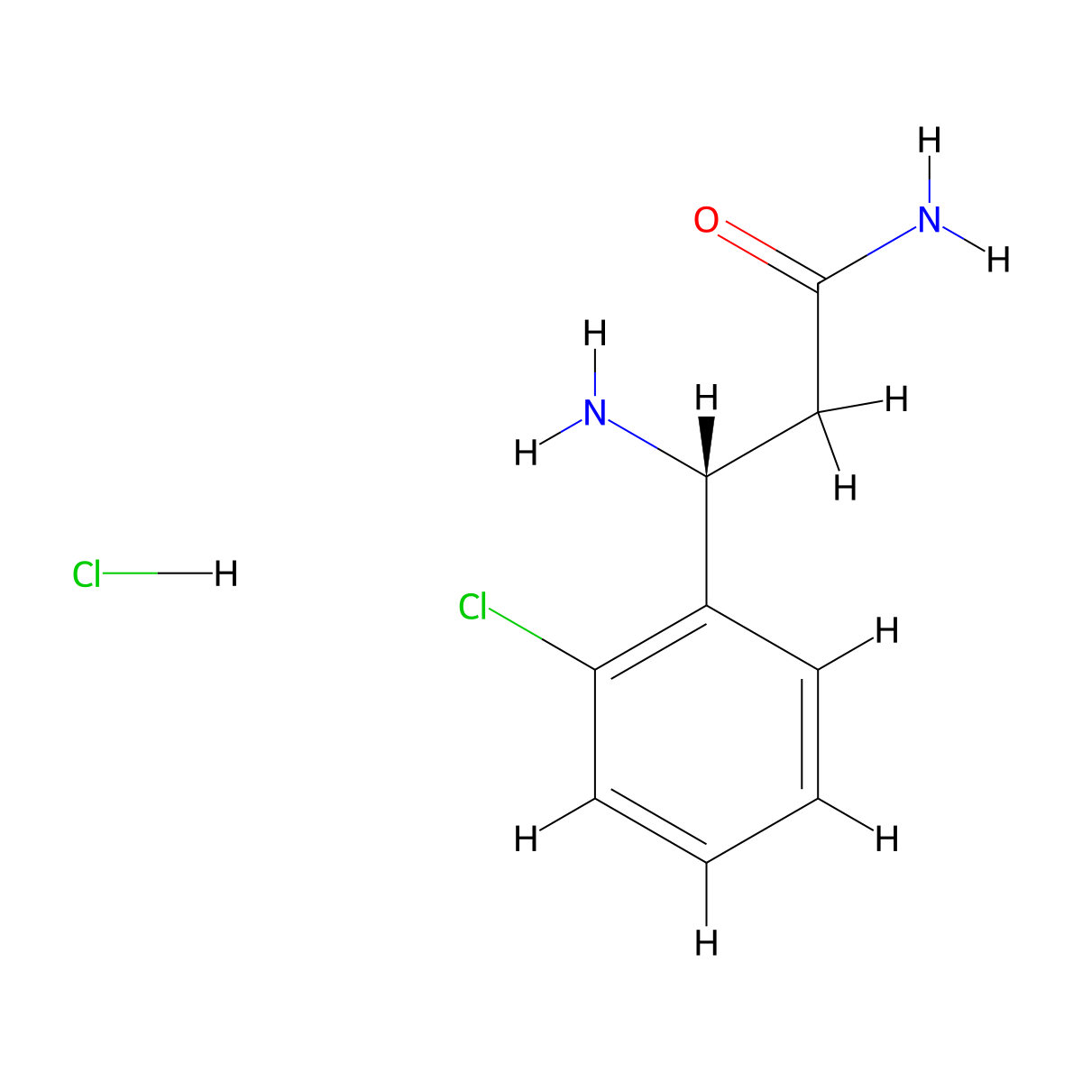 (3R)-3-amino-3-(2-chlorophenyl)propanamide hydrochloride molecular structure, CAS 1375955-73-9