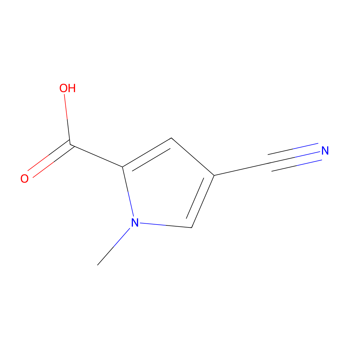 4-cyano-1-methyl-1H-pyrrole-2-carboxylic acid molecular structure, CAS 1375961-42-4
