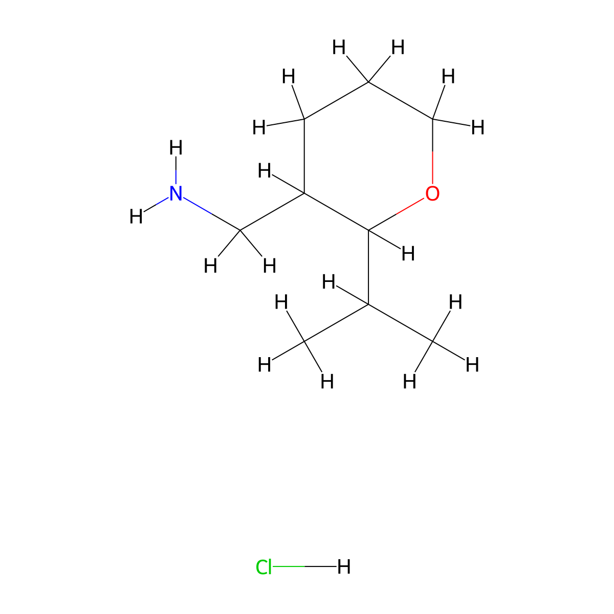 [2-(Propan-2-yl)oxan-3-yl]methanamine hydrochloride molecular structure, CAS 1375969-06-4