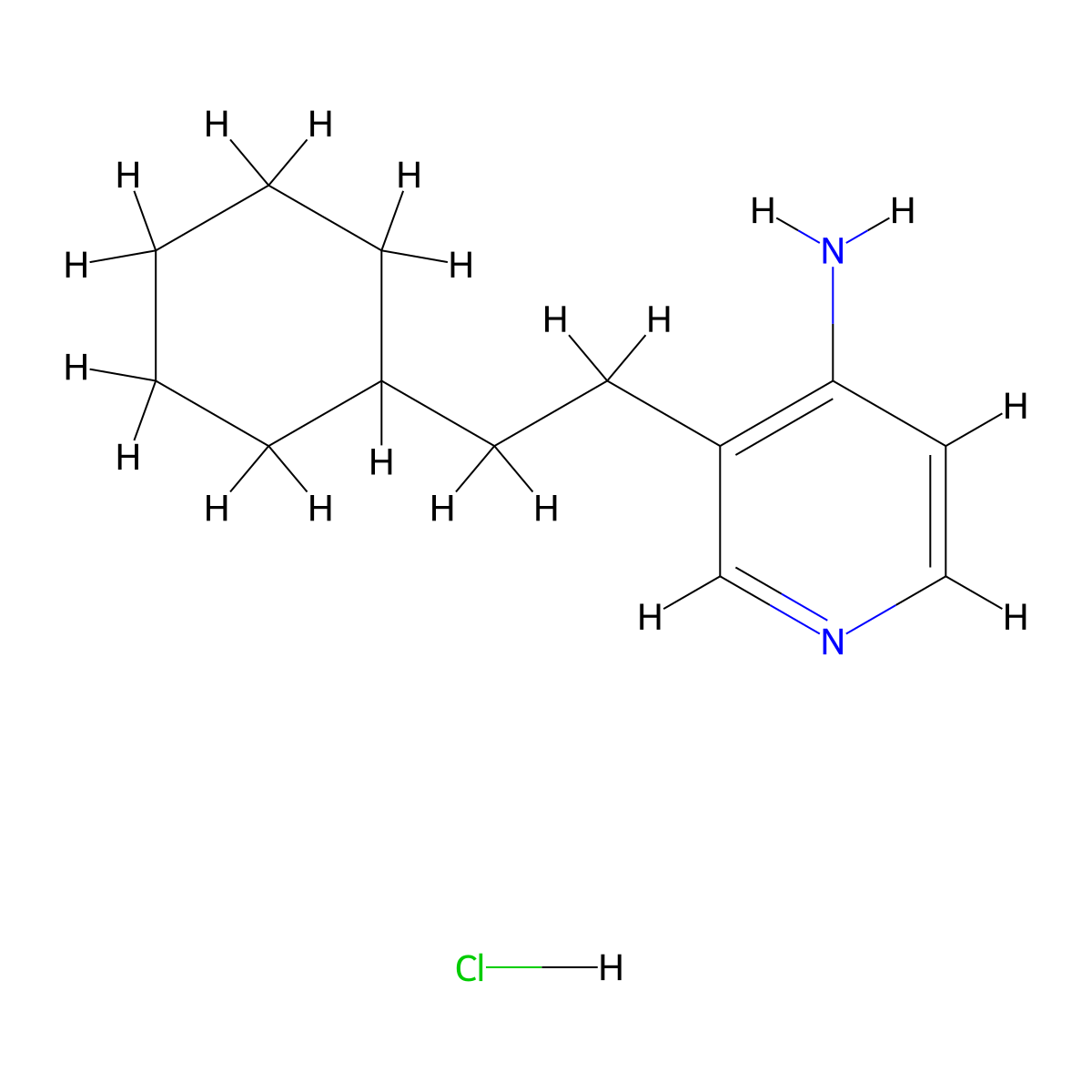 3-(2-Cyclohexylethyl)pyridin-4-amine hydrochloride molecular structure, CAS 1375977-94-8