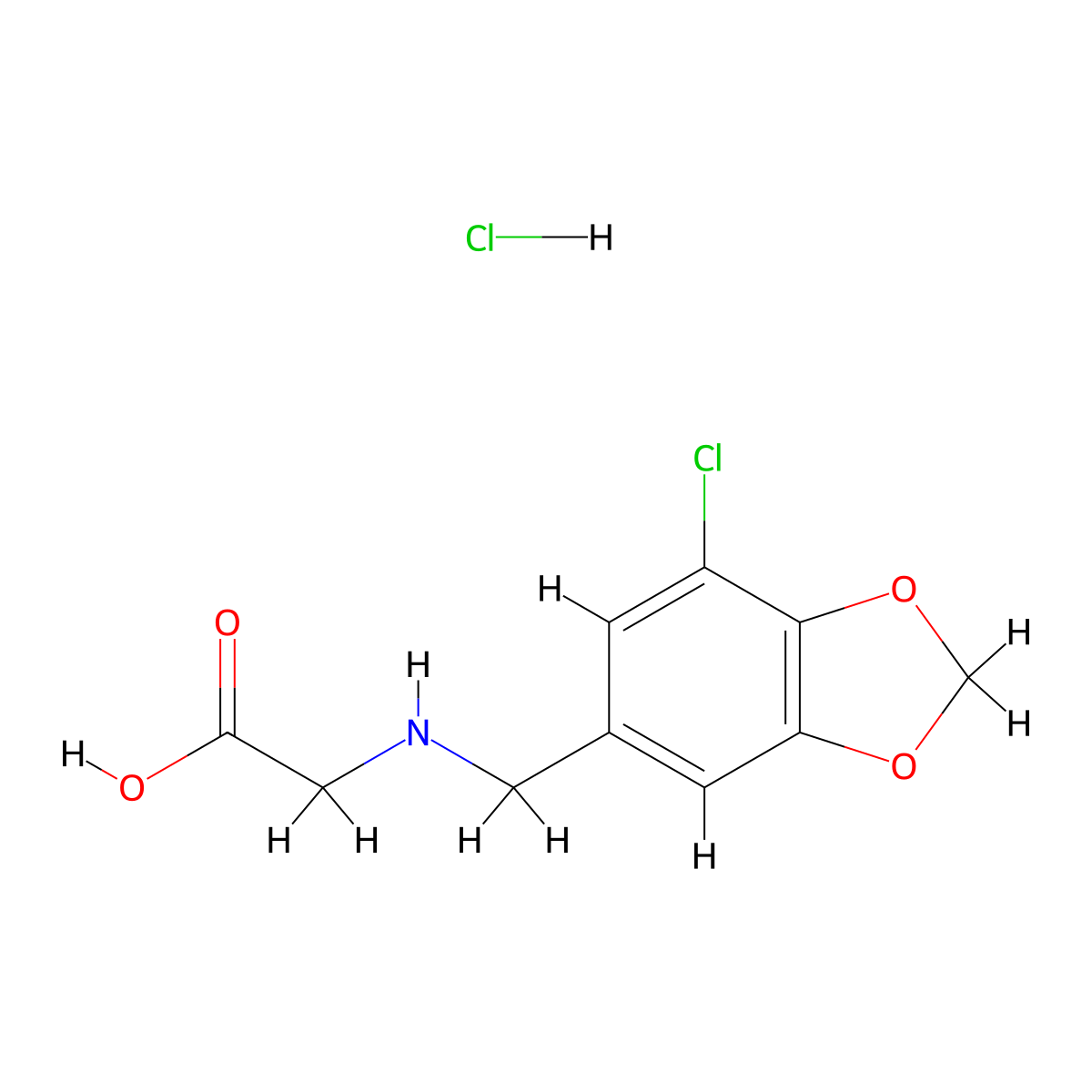 2-{[(7-chloro-2H-1,3-benzodioxol-5-yl)methyl]amino}acetic acid hydrochloride molecular structure, CAS 1375989-43-7