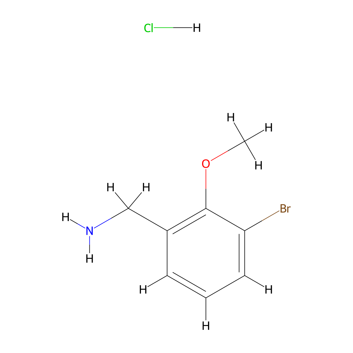 (3-Bromo-2-methoxyphenyl)methanamine hydrochloride molecular structure, CAS 1375997-08-2
