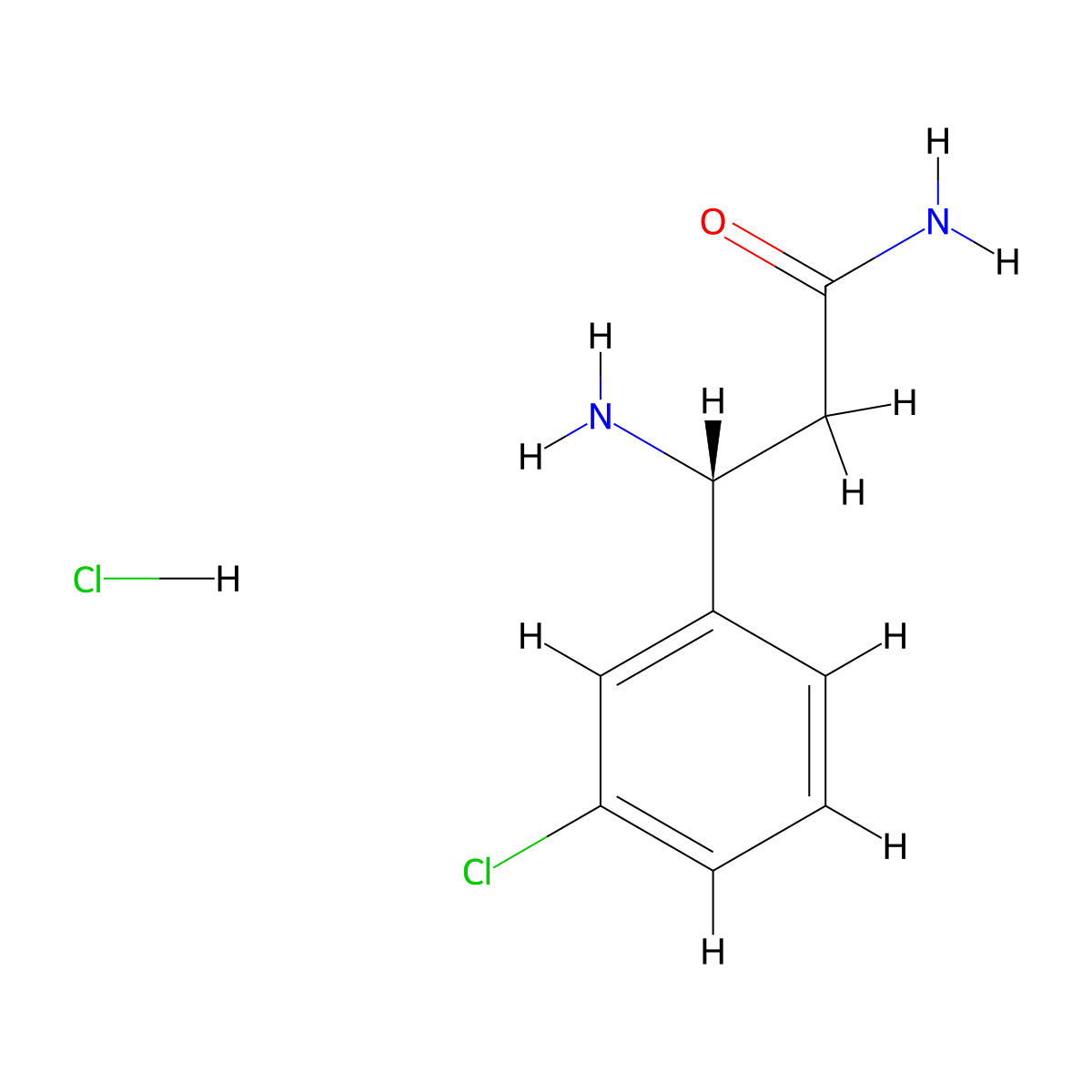 (3R)-3-amino-3-(3-chlorophenyl)propanamide hydrochloride molecular structure, CAS 1376000-87-1