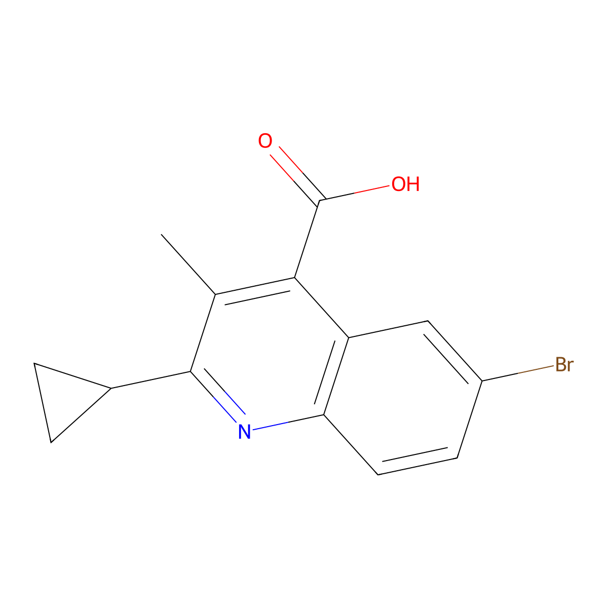 6-Bromo-2-cyclopropyl-3-methylquinoline-4-carboxylic acid molecular structure, CAS 1376013-52-3