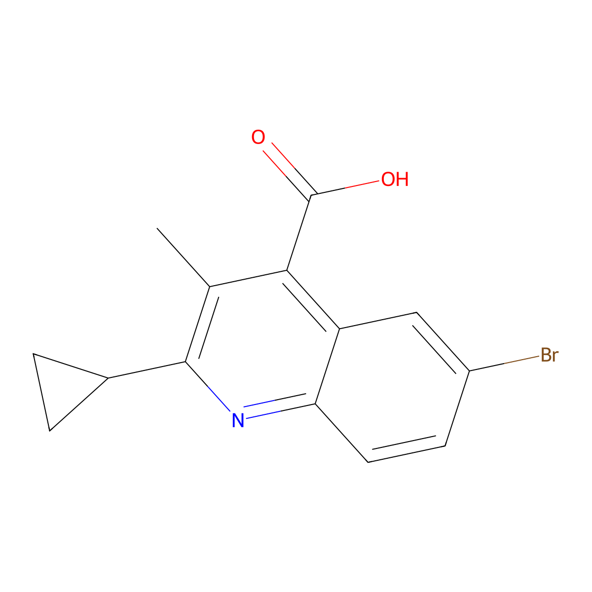 6-Bromo-2-cyclopropyl-3-methylquinoline-4-carboxylic acid molecular structure, CAS 1376013-52-3