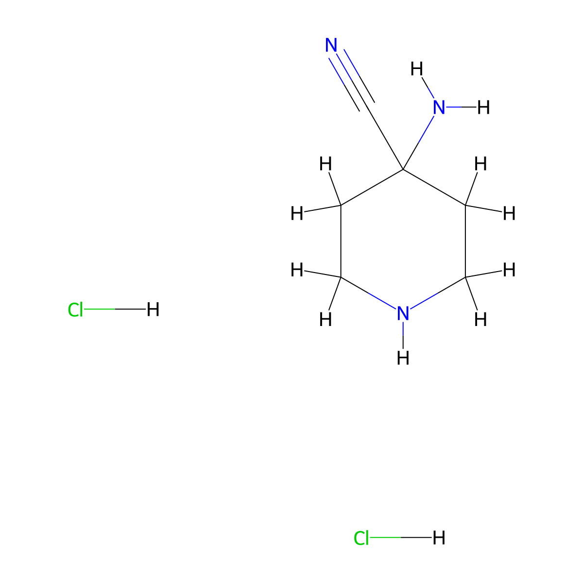 4-Aminopiperidine-4-carbonitrile dihydrochloride molecular structure, CAS 1376041-68-7